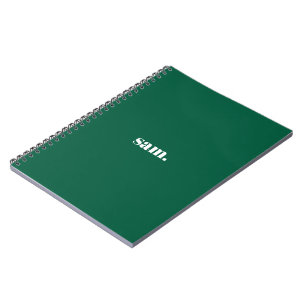 Caderno Espiral Minimalista negrito texto personalizado verde