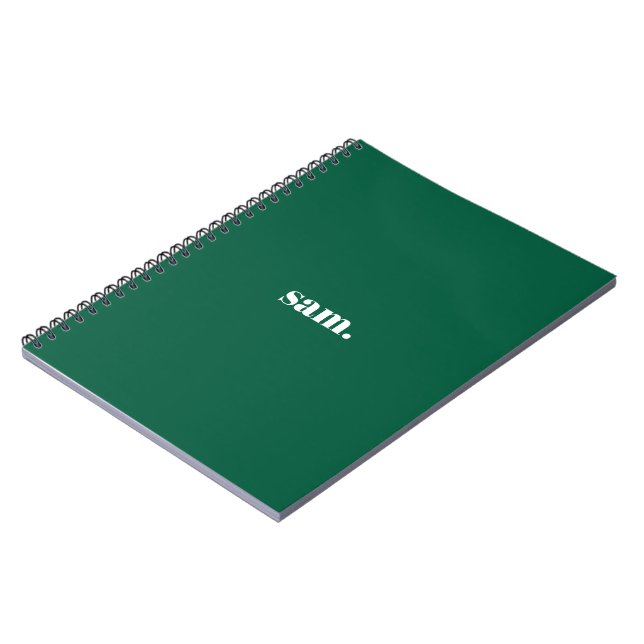Caderno Espiral Minimalista negrito texto personalizado verde (Left Side)