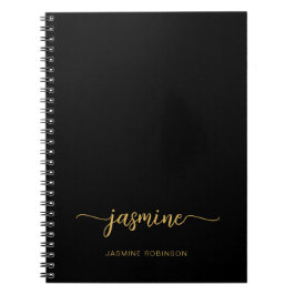 Caderno Espiral Minimalista Script de Nome Monograma Feminino em P