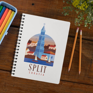 Caderno Espiral Minimalista Split Croácia Dalmácia Vintage