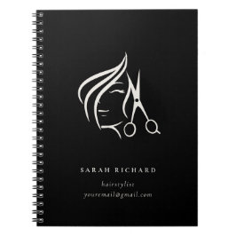 Caderno Espiral Mínimo Elegante Hairstylist Tesoura de Cabelo de M