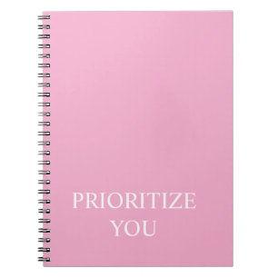 Caderno Espiral Mínimo Priorizar Você Cita Rosa Empoeirado Rosa