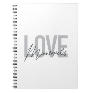 Caderno Espiral Minneapolis de amor moderno, simples, urbano, lega