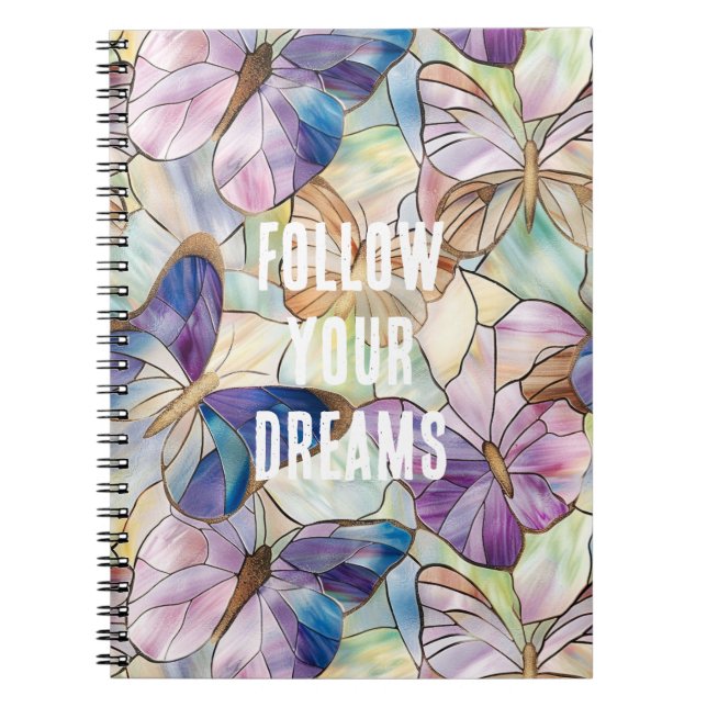 Caderno Espiral Mint Aqua Blue Purple Butflies (Frente)