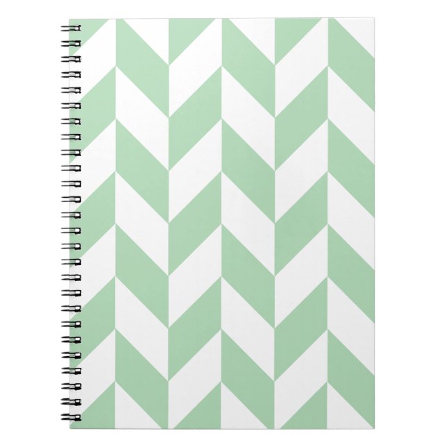 Caderno Espiral Mint Green Herringbone Pattern (Frente)