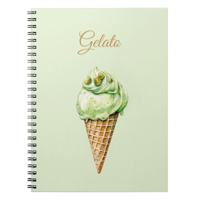Caderno Espiral Mint Ice Cream Gelato Birthday  (Frente)