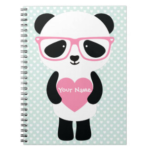 Caderno Espiral Mint/Rosa de Panda