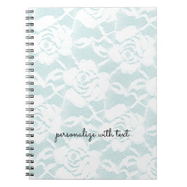 Caderno Espiral Mint White Lace Rosas Floral