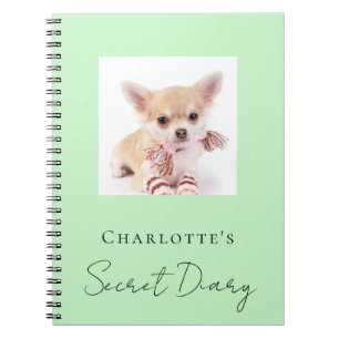 Caderno Espiral Minta de foto de cão diário verde