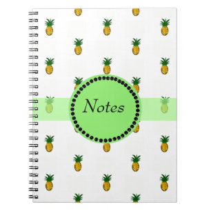 Caderno Espiral Minúsculos Abacaxis Dourados