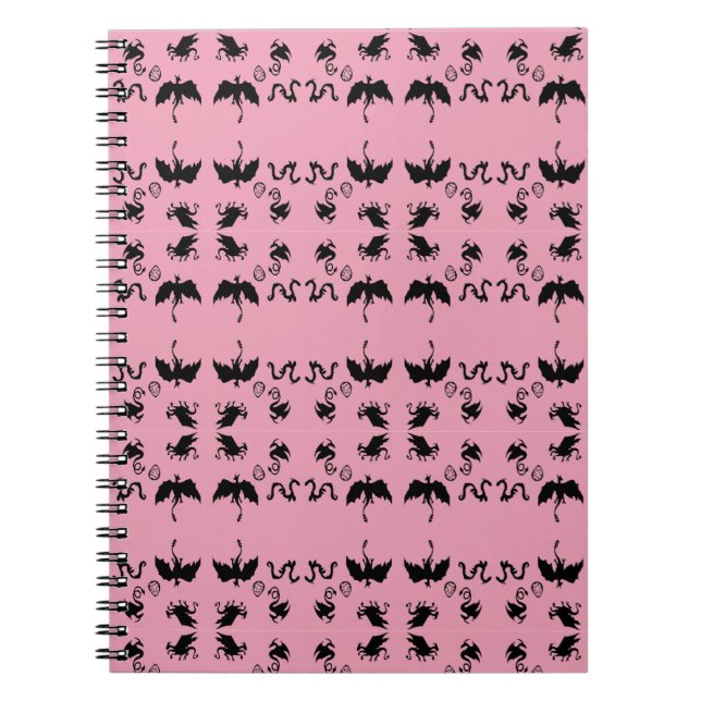 Caderno Espiral minúsculos dragões cor-de-rosa (Frente)