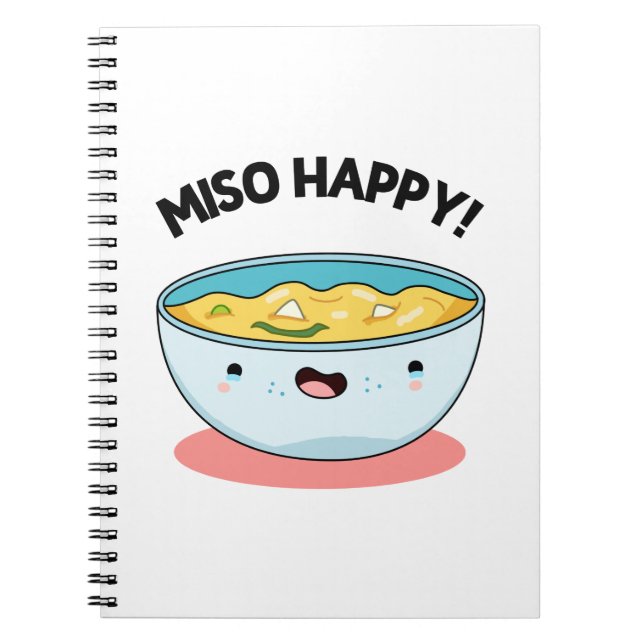 Caderno Espiral Miso Feliz Sopa Engraçada Pun  (Frente)