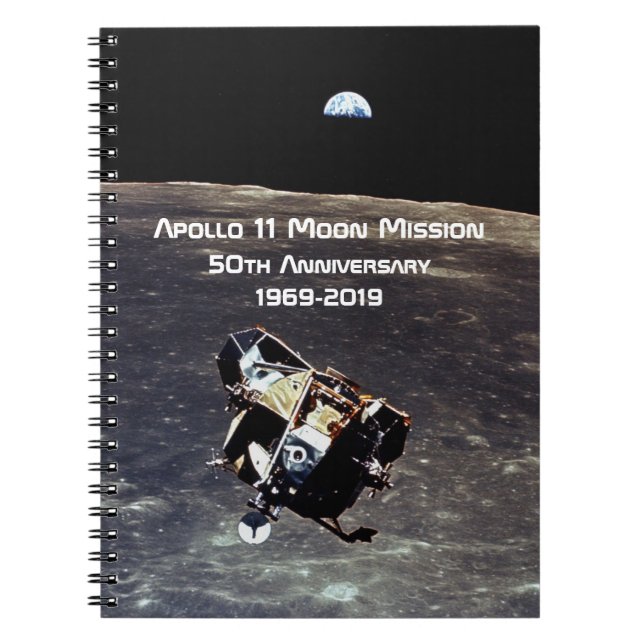 Caderno Espiral Missão histórica da Apollo 11 Lua 50º Aniversário (Frente)