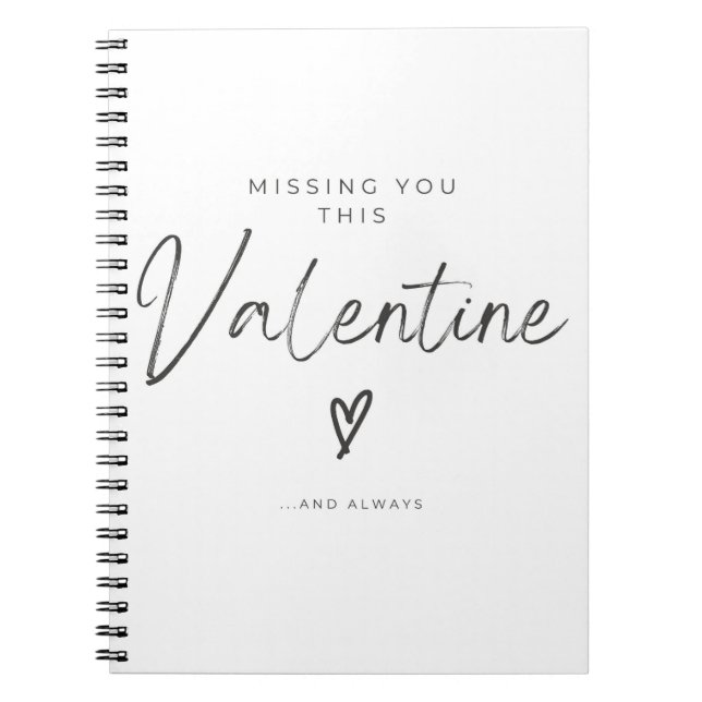Caderno Espiral Missing You This Valentine Script Heart (Frente)