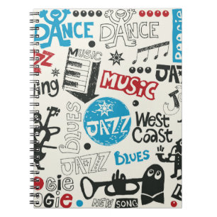 Caderno Espiral mistura de rabiscos jazz