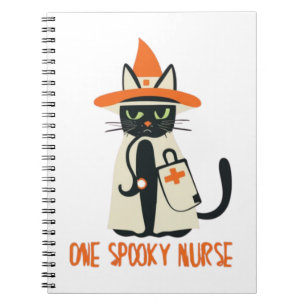 Caderno Espiral Mistura Puro do Halloween - Um Gato de Enfermeira