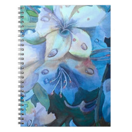 Caderno Espiral Misty Blue Azaleas em Watercolor
