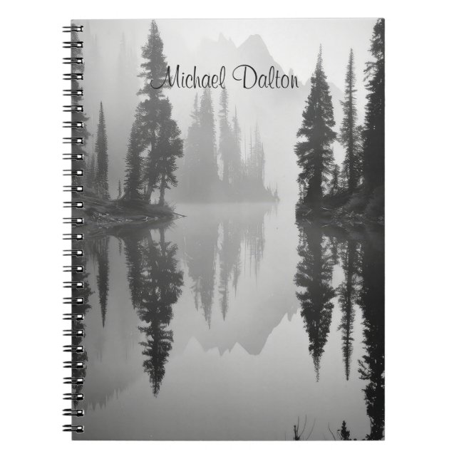 Caderno Espiral Misty Morning Reflexões: Arte Lakeside (Frente)