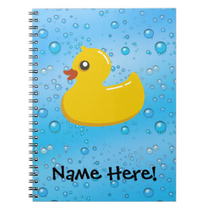 Caderno Espiral Miúdos personalizados do pato bolhas azuis de