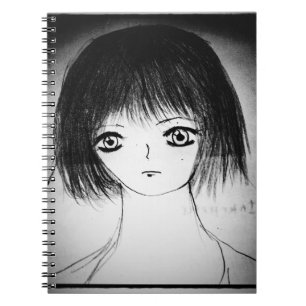 Caderno Espiral moça de desenho animado yaei desenhando uma garota