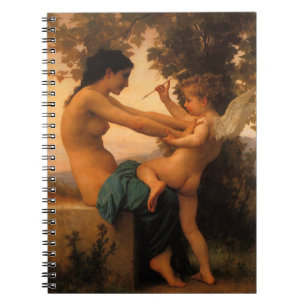 Caderno Espiral Moça defendendo-se de Cupido de Bouguereau