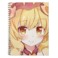 Moça loira sorridente com manga de anime de olhos 