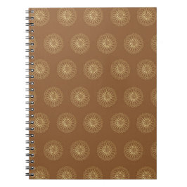 Caderno Espiral Mocha | Medalhões de Flor de Zínia Dourada