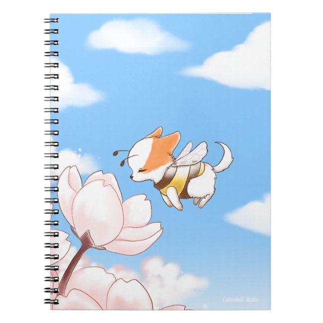 Caderno Espiral Mochi Bee Bumble Bee Doggy Puppy e Sakura (Frente)