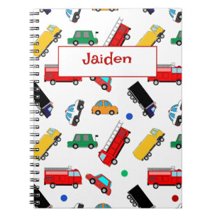 Caderno Espiral Mochila de nome de crianças Corrida de carro Volta