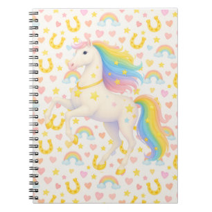 Caderno Espiral Mochila do Livro Cavalos Arco-íris para Crianças —