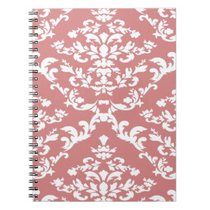 Caderno Espiral Mod Damasco Rosa