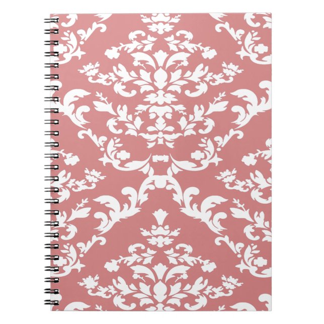 Caderno Espiral Mod Damasco Rosa (Frente)