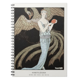 Caderno Espiral Moda Art Déco Vintage dos Anos 1920 Flapper Phoeni