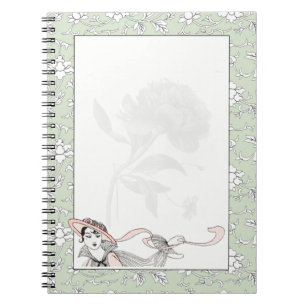 Caderno Espiral Moda Floral Francesa Lady Vintage