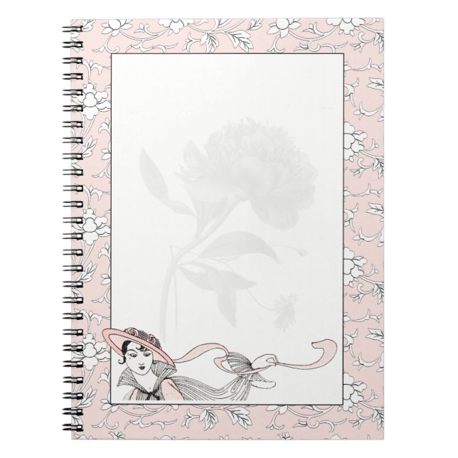 Caderno Espiral Moda Floral Francesa Lady Vintage (Frente)