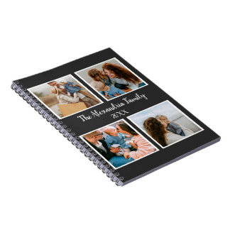 Caderno Espiral Modelo de colagem de fotos da família 4 personaliz