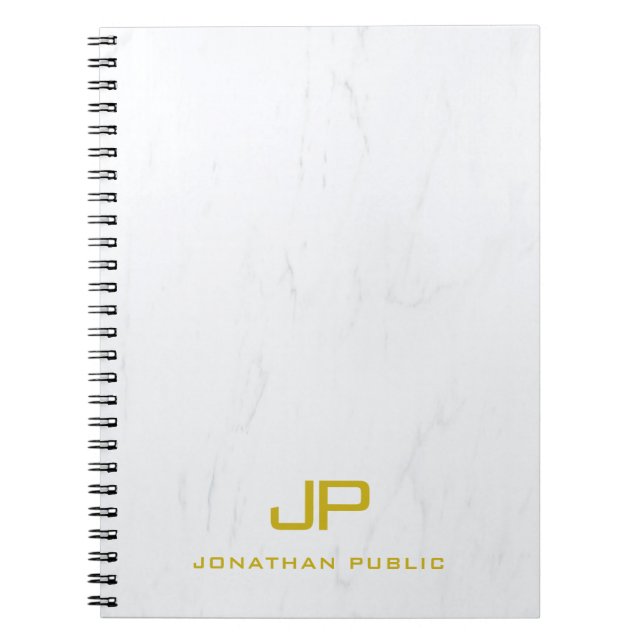 Caderno Espiral Modelo de Mármore com Monograma Dourado Profission (Frente)