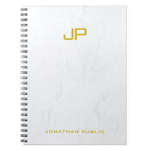 Caderno Espiral Modelo de mármore monograma dourado profissional m