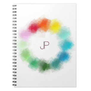 Caderno Espiral Modelo de Monograma Colorido Elegante Personalizad