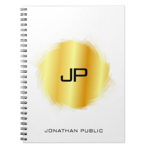 Caderno Espiral Modelo de Monograma Elegante Aspecto Metálico Inve