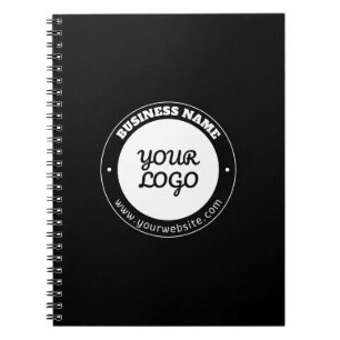 Caderno Espiral Modelo de texto circular editável e logotipo carre