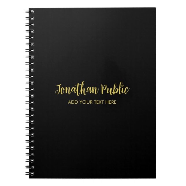 Caderno Espiral Modelo de texto de nome em script de caligrafia em (Frente)