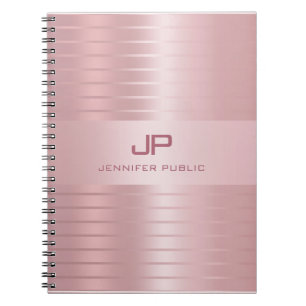 Caderno Espiral Modelo Dourado Monograma Elegante Moderno