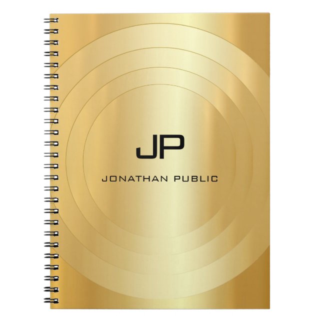 Caderno Espiral Modelo Glamorosa do Monograma Dourado Personalizad (Frente)