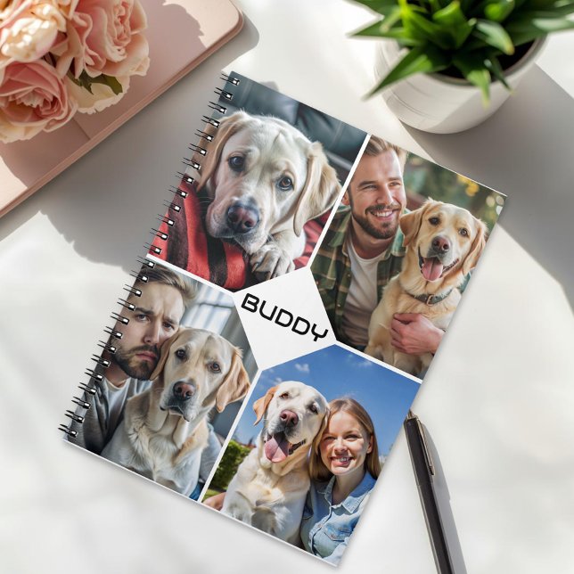 Caderno Espiral modelo personalizado de colagem de fotos de cão (Criador carregado)