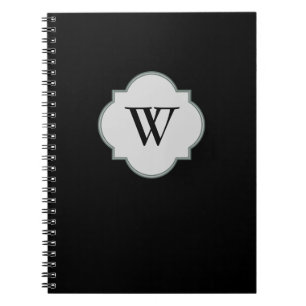 Caderno Espiral Modelo preto contínuo do monograma