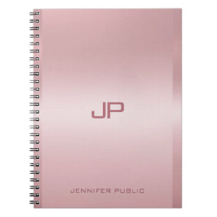 Caderno Espiral Modelo rosa Dourado Monograma Personalizado