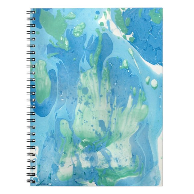 Caderno Espiral Modelo Verde Azul, Trendy Modern Abstrato (Frente)