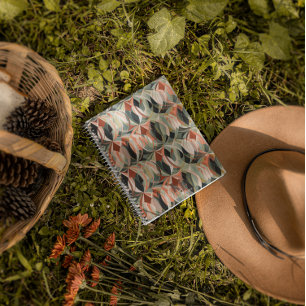 Caderno Espiral Modern Boho Abstrato   Diário para notebook monogr