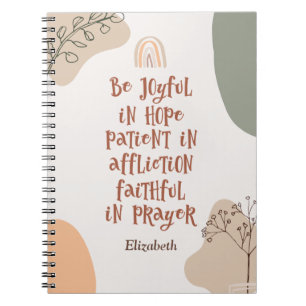 Caderno Espiral Modern Boho Christian Bíblia Verse Abstrato Art